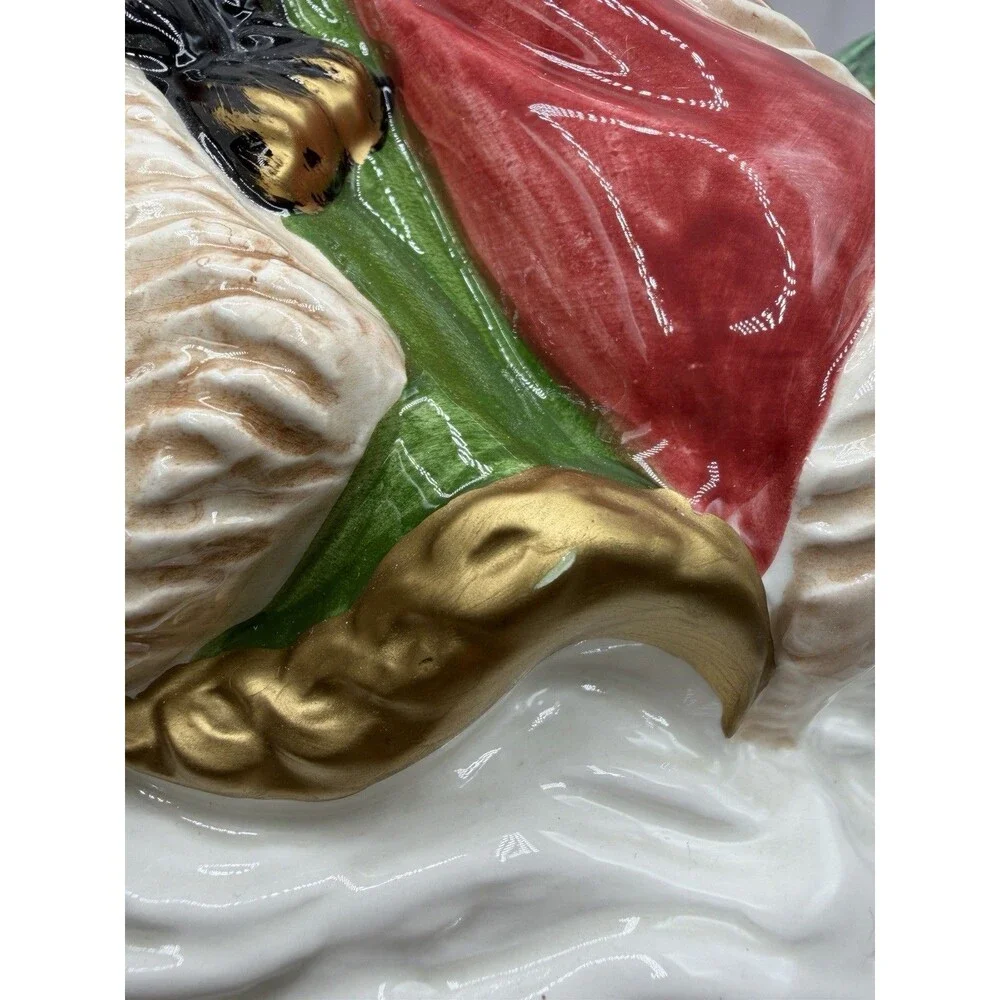VTG  1994 Fitz Floyd Renaissance Santa Christmas Cookie Jar Hand Paint Omnibus